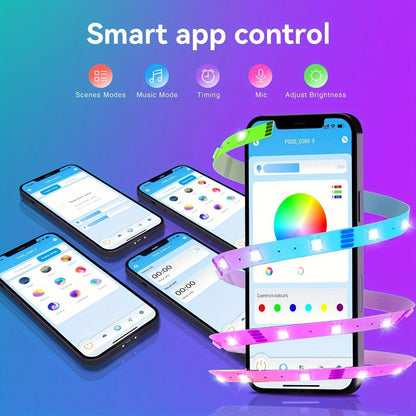 Color Changing LED Strip Lights RGB Music Sync App Remote Control 16 Million Colors Dimmable Timer DIY Smart Light Strip for Bedroom Living