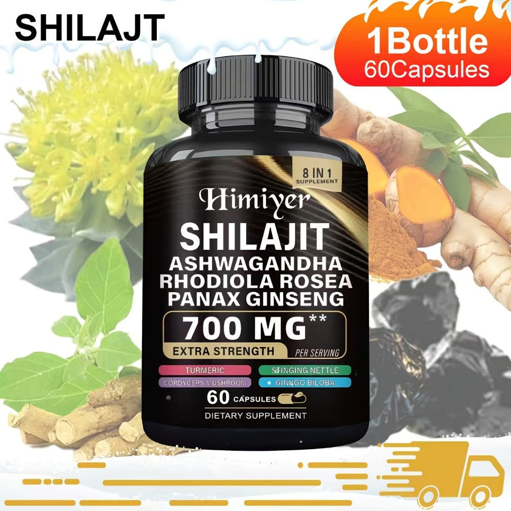 Sea Moss and Shilajit Capsule Supplements in 60-Count Bottles with One- to Six-Bottle Options