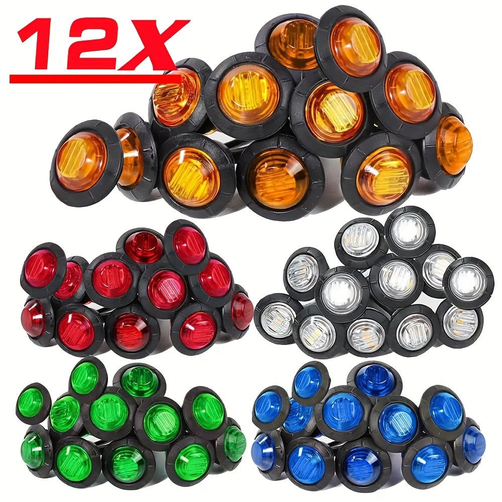 12V LED Marker Lights 12 Pack – Universal DC 12V Side Marker Clearance Lights for Caravan RV Truck ATV Boat Trailer