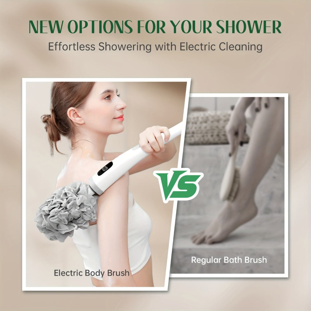 Electric Body Scrubber Brush 3 Replaceable Heads Dual Speed Shower Back Cleaner Exfoliating Skin Cleansing for Home or Salon Spa Use