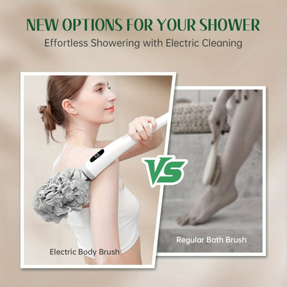 Electric Body Scrubber Brush 3 Replaceable Heads Dual Speed Shower Back Cleaner Exfoliating Skin Cleansing for Home or Salon Spa Use