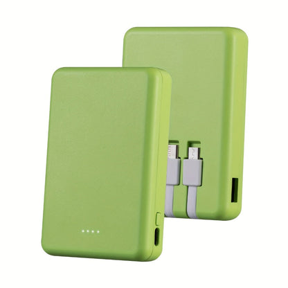 Power Bank Slim 5000mAh or 10000mAh with Built-In USB-C Cable, Four-Device Layout and LED Display