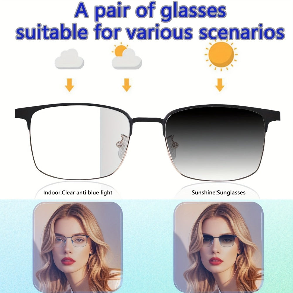 Smart Glasses Photochromic Audio Eyewear with Open-Ear Speaker, Microphone and Metal or Plastic Frames