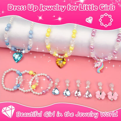 Kids Jewelry & Dress-Up Set 152 PCS, Costume Jewelry Hair Clips Bands & Accessories for Girls Ages 3+