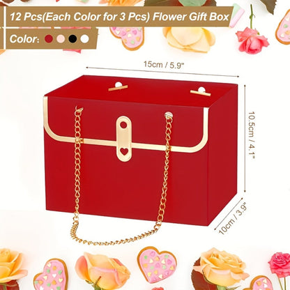 Paper Flower Bouquet Gift Bags with Metal Chain Handle Bulk – 12/24/36/48 Pcs Tote Bags for Wedding Party Birthday Florist Graduation