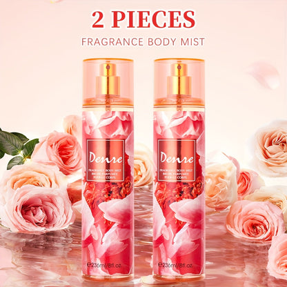 Body & Hair Fragrance Mist for Women 2PCS Set - Perfume Spray 8 fl oz, Fruity Floral Scents Peach Pear Cherry Blossom