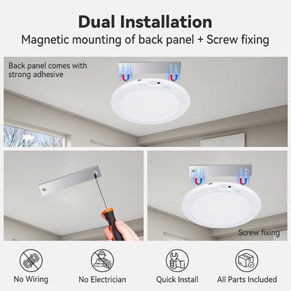 LED Ceiling Light, Wireless Motion Sensor 2 Pack 5500mAh Rechargeable, Remote Control, 3 Brightness Modes