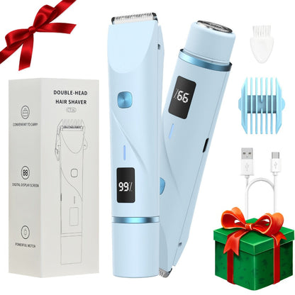 Electric Shaver 2-in-1 Dual-Head Bikini Trimmer with Digital Battery Display and Waterproof Wet/Dry Use