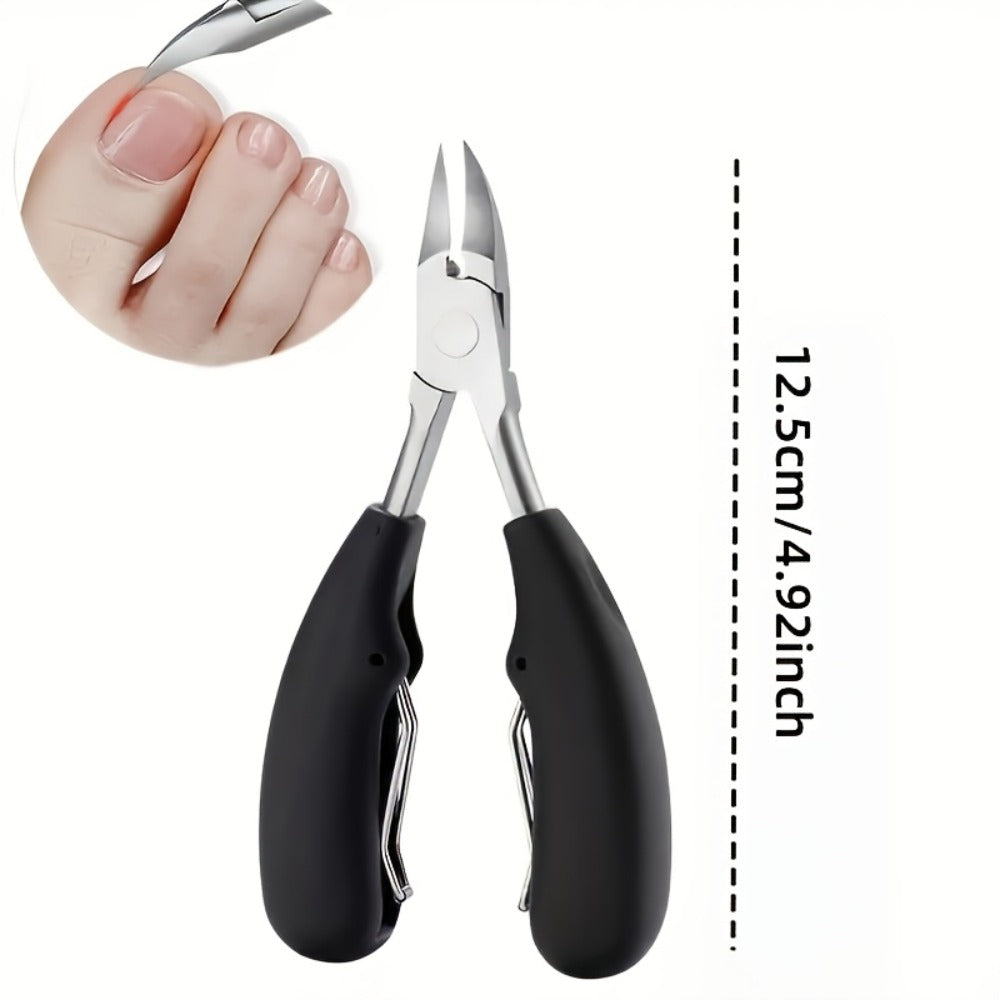 Nail Scissors Set 4pcs for Elderly & Seniors – Extended Handle Curved Blade Anti-Splash Manicure Pedicure Kit