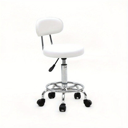 Saddle & Round Salon Stool with Backrest 360-Degree Swivel, Adjustable Height Professional Chair for Salon