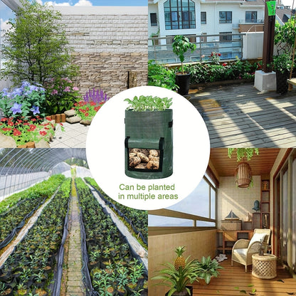 Grow Bags | Fabric Planting Bags with Lid Handle Potato Tomato Veggie