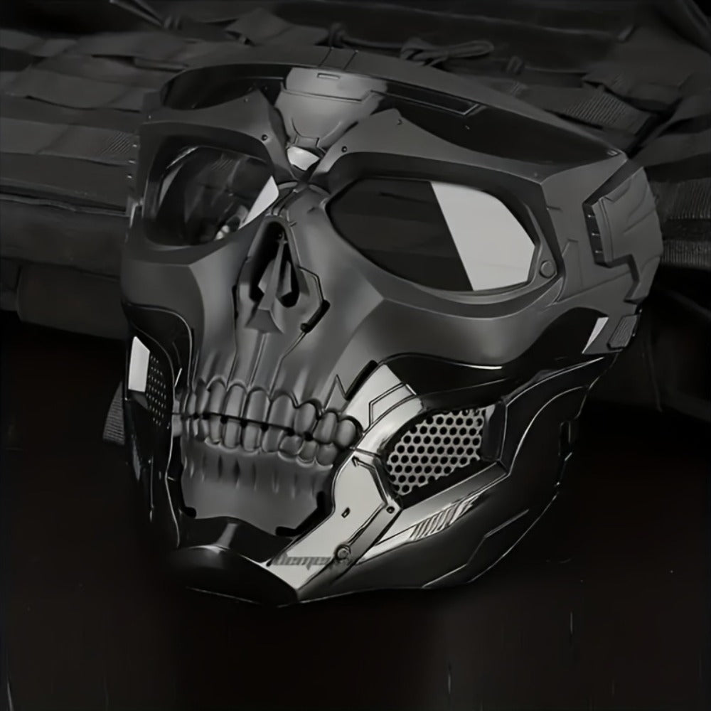 Costume Accessories Tactical Helmet and Skull Mask Set with ABS Shell, Adjustable Dial and Black Finish