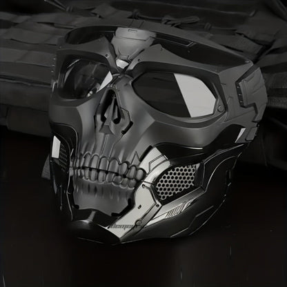 Costume Accessories Tactical Helmet and Skull Mask Set with ABS Shell, Adjustable Dial and Black Finish