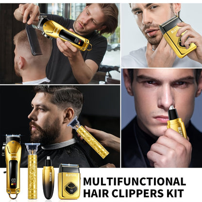 USB Precision Hair Clipper Set for Men, Wireless Electric Clippers & Nose Trimmer Shaver for Everyday Face, Beard and Body Grooming