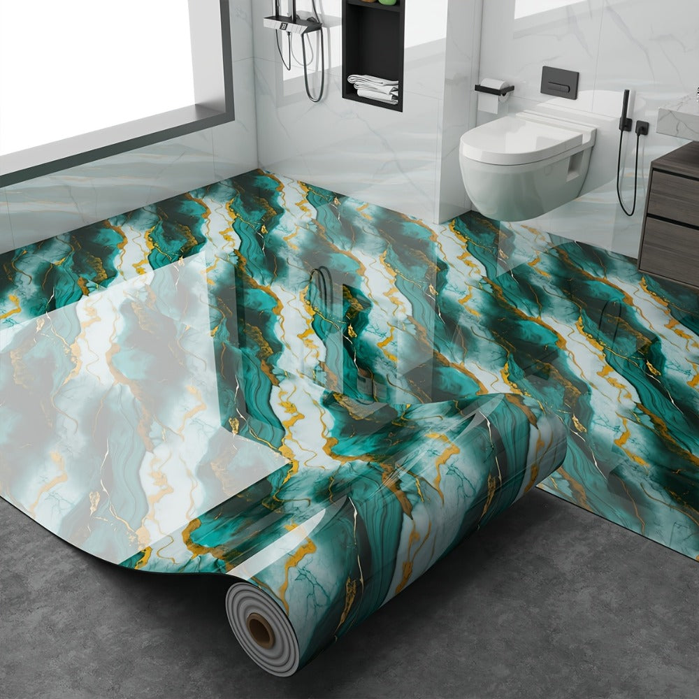 Peel and Stick Floor Tile Sticker 15.7"x118" Self-Adhesive Marble Pattern Vinyl Roll for Entryways, Bedrooms and Living Spaces