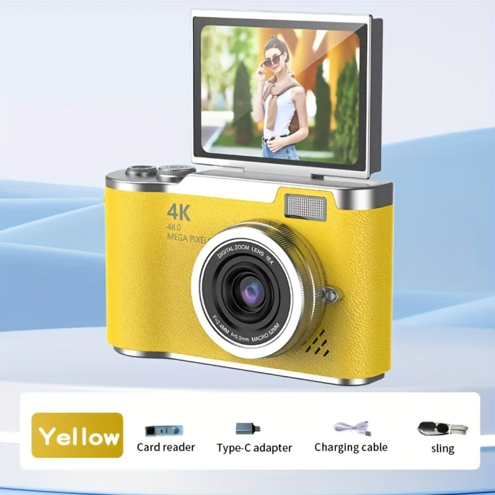 4K HD Digital Camera 2.4-Inch Flip Screen for Beginners Vlogging Photography Video Recording for an Everyday Personal Care Routine