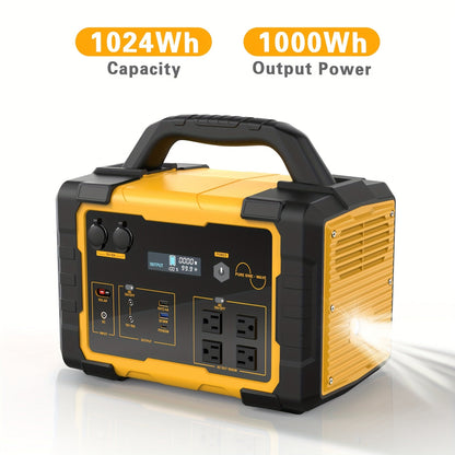 Portable Power Station 1075Wh/294Wh – 1000W/300W Solar Generator, Lithium Battery, 120V AC Outlet, for RV, Camping, Hiking