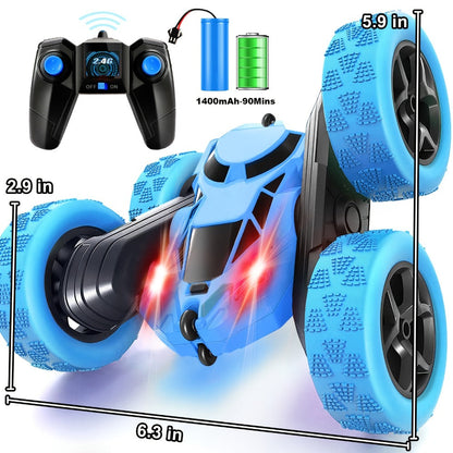 Remote Control Car, Double-Sided 360-Degree Flip Stunt Model with LEDs, 2.4GHz Control and 1400mAh Battery