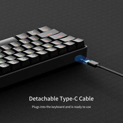 Mechanical Keyboard 61-Key Wired Hot-Swap Layout with Red or Blue Switches, RGB Backlighting and Six Color Options