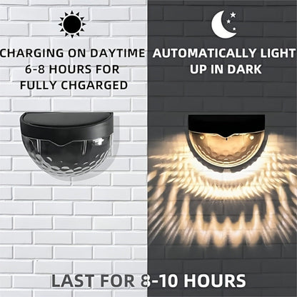 Six-Piece Solar Wall Light Set with Fan-Beam Pattern, 9 x 6.5 x 5cm Black Shells and Two Light Colors