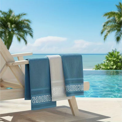 Bath Towels Set of 3 400GSM Microfiber Towels with Coastal Pattern for Bathroom and Spa for Home and Guest Use