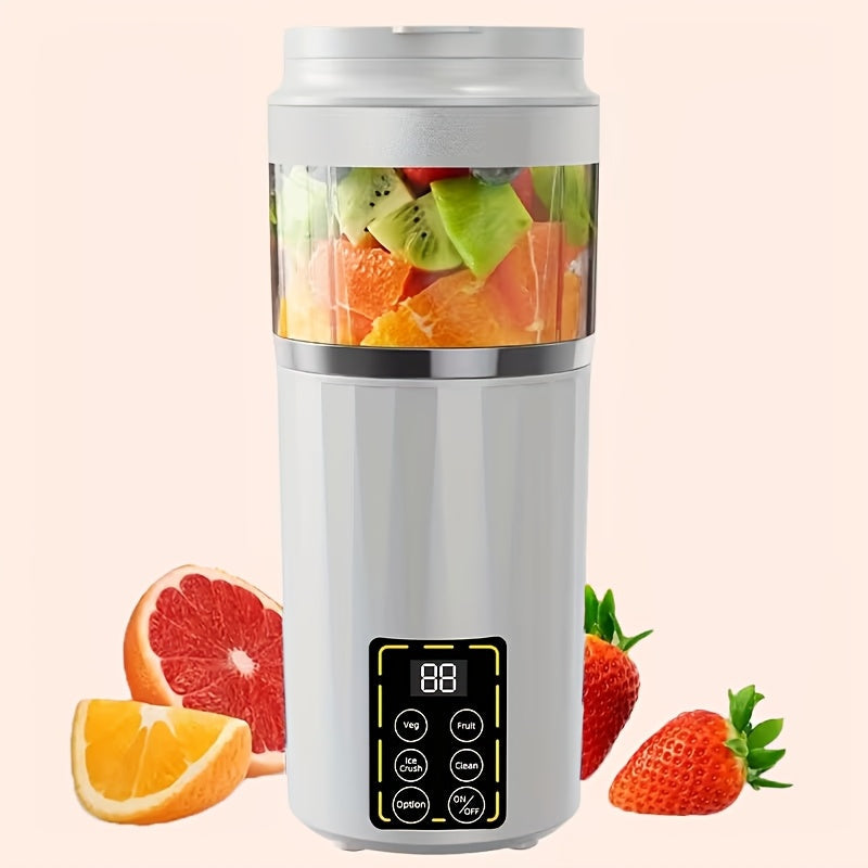Portable Juicer USB Rechargeable with LED Display - Handheld Personal Blender for Smoothies, Juice & Ice Crush