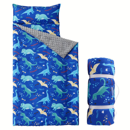 Kids Nap Mat Roll-Up Sleeping Mat for Daycare & Travel - 100% Polyester, Fun Prints for Entryways, Bedrooms and Living Spaces