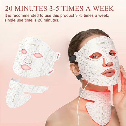 LED Face Mask, 7-in-1 Red Light Therapy for Face & Neck, 93+80 LED Beads, Separate Silicone Applicator