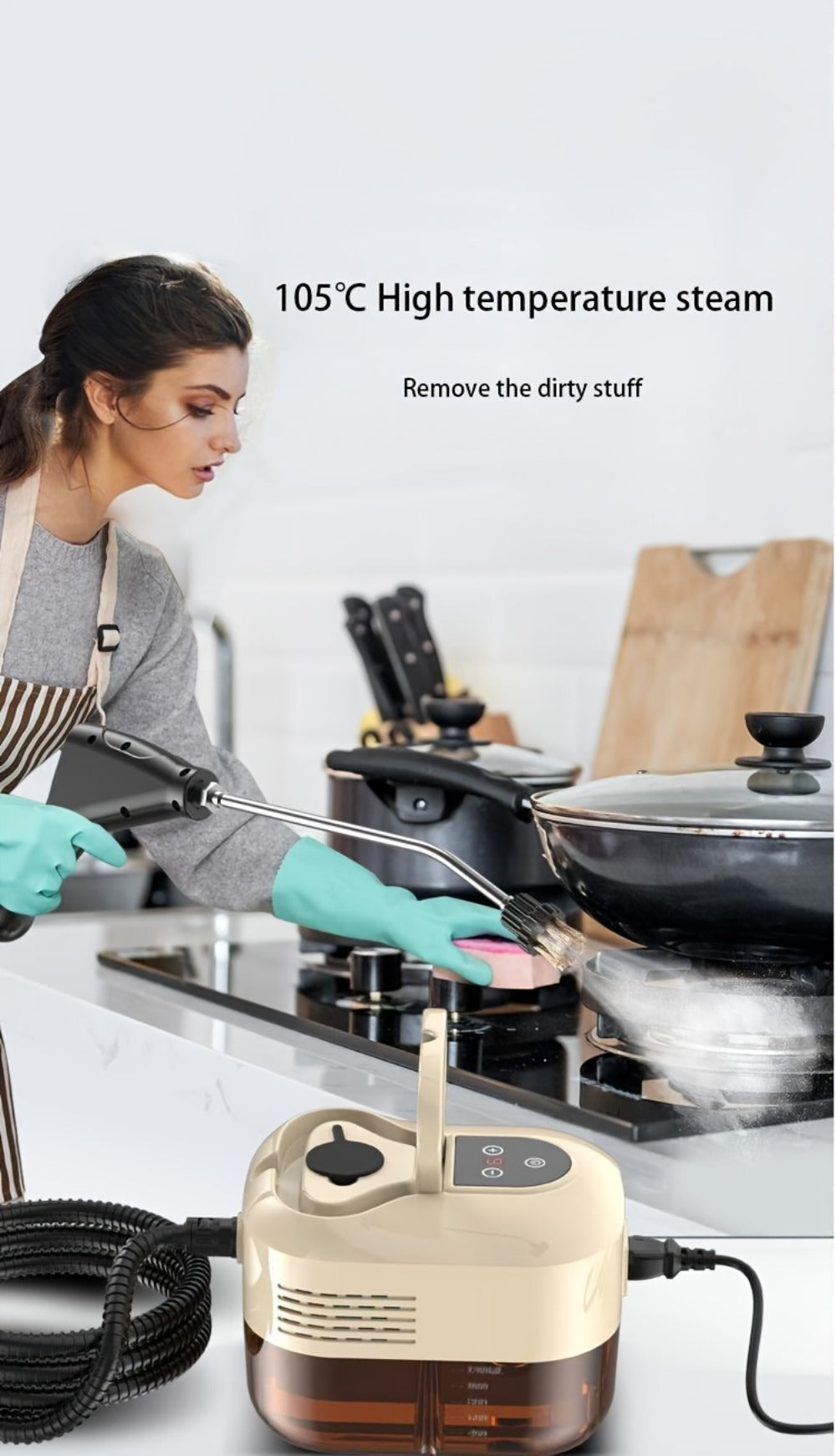 High Temperature Steam Cleaner Handheld Carpet Cleaner High Pressure for Kitchen Grease Sofa Air Conditioner Washing Machine Tile Grout Easy
