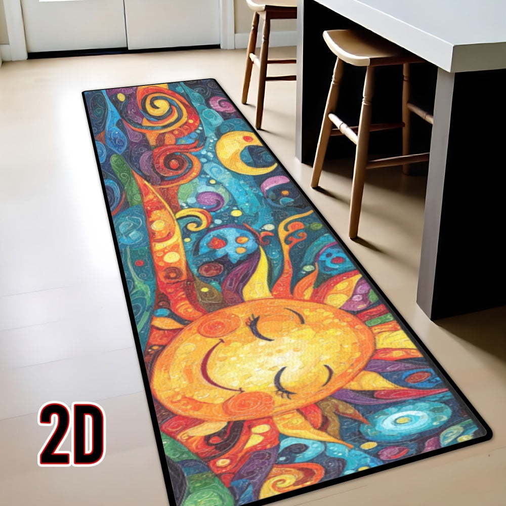 Boho Runner Rug Mandala Polyester Kitchen Hallway Mat Sun Totem Colorful Pattern Living Room Bathroom 5 Designs
