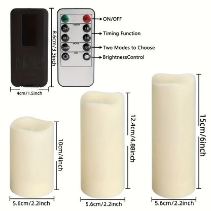 24-Piece Flameless LED Candle Set with Four Remotes and 4-, 5- or 6-Inch Battery-Operated Candles for Event and Home Decor