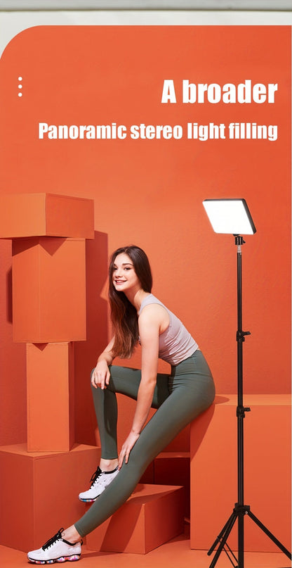 LED Video Fill Light Panel Kit with Tripod Stand & RGB Filters, Dimmable 5600K Studio Light for Vlogging