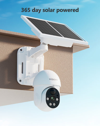 Solar Pan-Tilt Security Camera with 4G or 2.4GHz WiFi Options, 355° Pan, 90° Tilt and Two-Way Audio