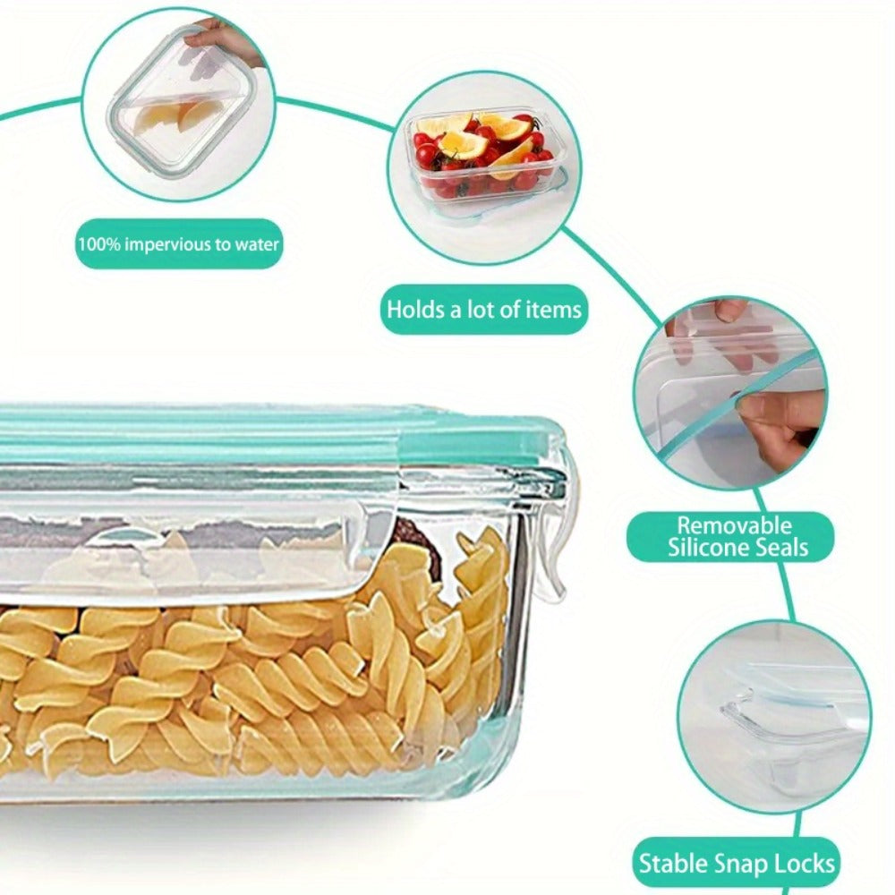 Glass Meal Prep Containers 16 Piece Set (8 Lids + 8 Containers) - Borosilicate Glass Food Storage with Leak Proof Lids