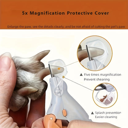 LED Pet Nail Clipper 2pcs with Light Ergonomic Non-Slip Handle Precise Cat Dog Nail Trimmer Safe Easy At-Home Grooming Tool Orange Gray