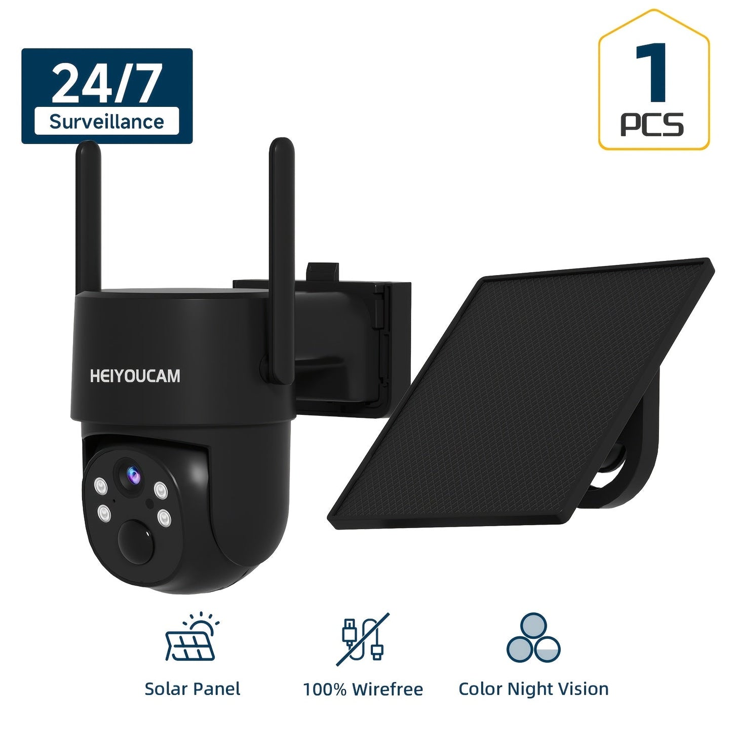 AI Auto Tracking Solar Security Camera Outdoor 360° Dome – AI Human Detection, Full Color Night Vision, Smart Siren & Spotlight