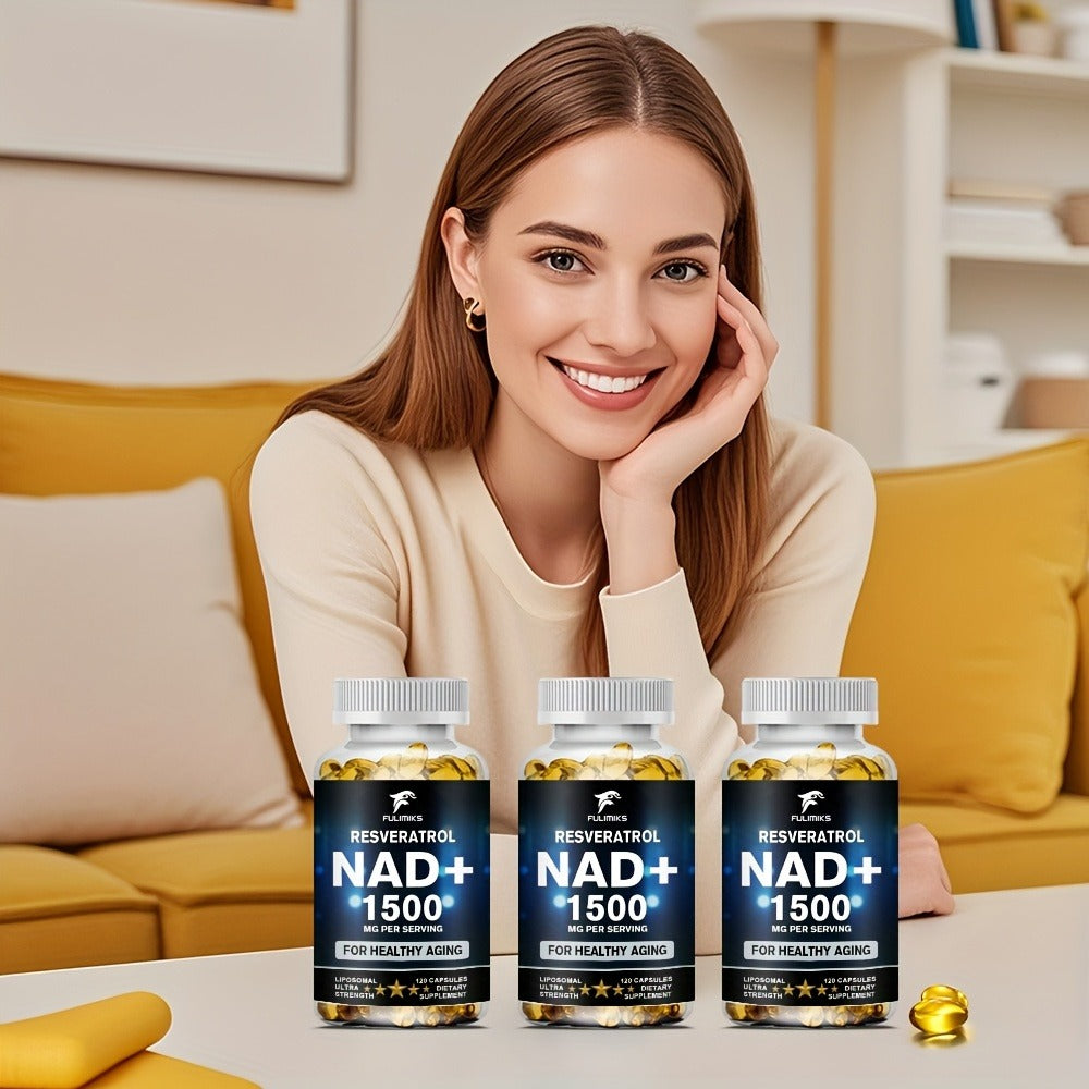 NAD+ Supplement Capsules with Resveratrol, Cellular Energy, & Daily Vitality Support for Women & Men