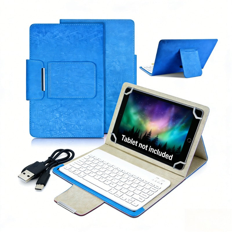 Universal Tablet Case with Wireless Keyboard 10.1 Inch, Removable Bluetooth Keyboard, PU Leather Folio Cover