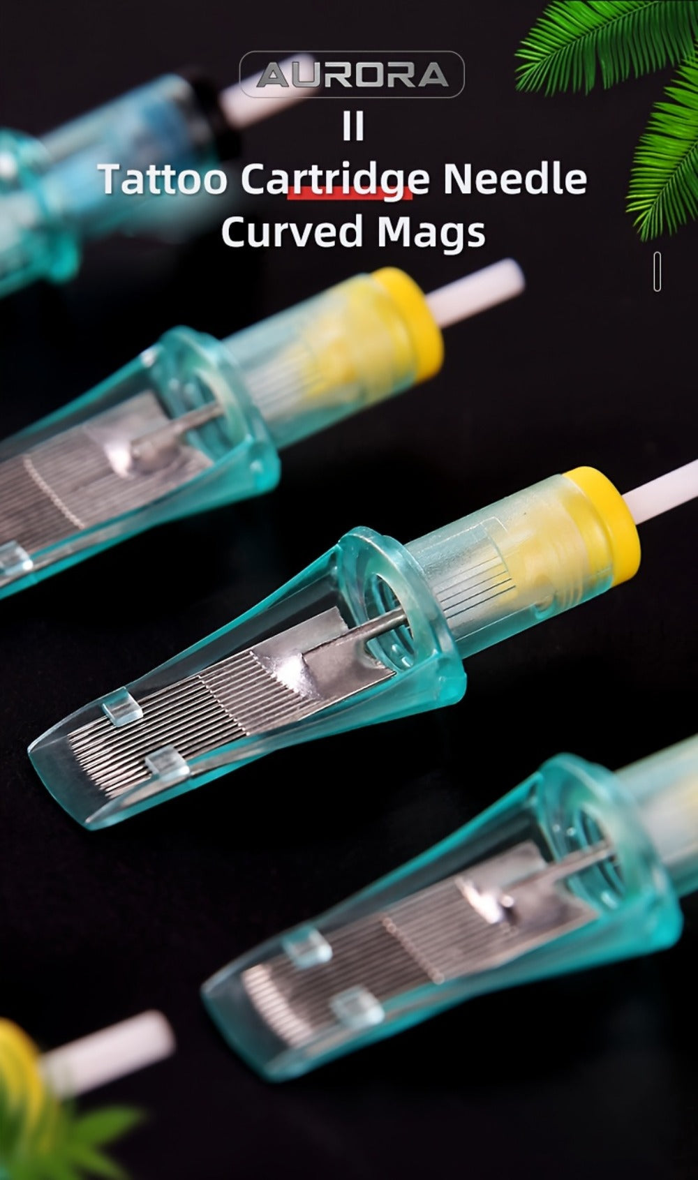 Tattoo Cartridge Needles with Aurora II Label, 10-Pack Curved Magnum Choices from 1229CM to 1249CM