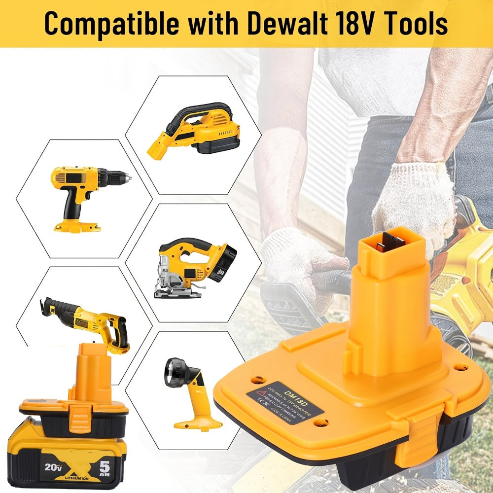 DM18D Battery Adapter for DeWalt 18V XRP NiCad NiMh Cordless Tools Compatible with DeWalt 20V for Entryways, Bedrooms and Living Spaces