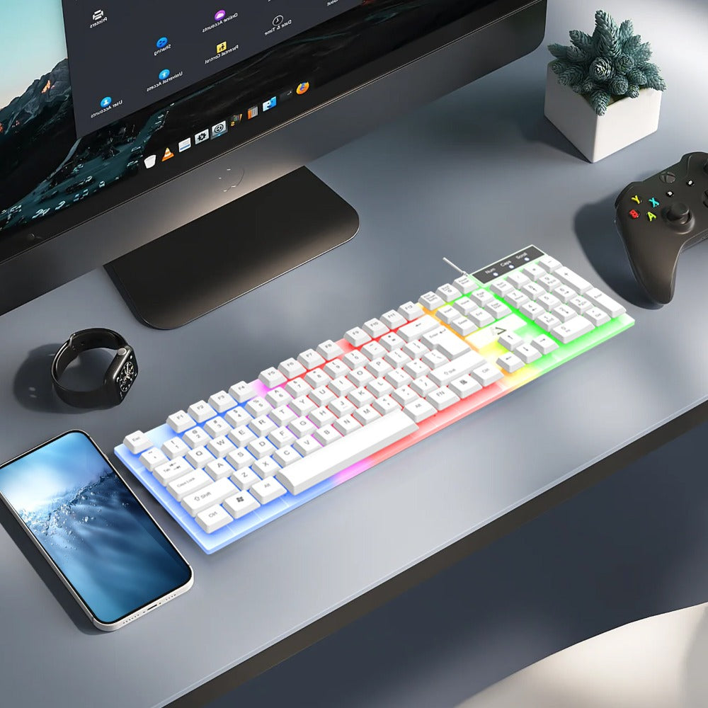 Wired USB RGB Gaming Keyboard and Mouse Combo 104 Keys Backlit Mechanical Feel 1000 DPI Optical for an Everyday Personal Care Routine