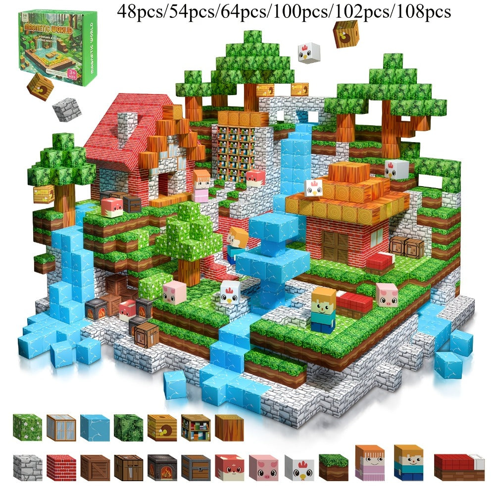 Magnetic Blocks STEM Building Toys for Kids 48/54/64/100/102/108pcs, Sensory Magnetic Tiles Set for Boys Girls Ages 3 4 5 6 7 8 9 10