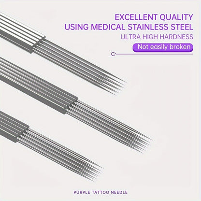 Disposable Tattoo Needles Mixed Size Sterilized RL RS M1 0.35mm, Safety Tattoo Needle Set for Tattoo Artists and Beginners
