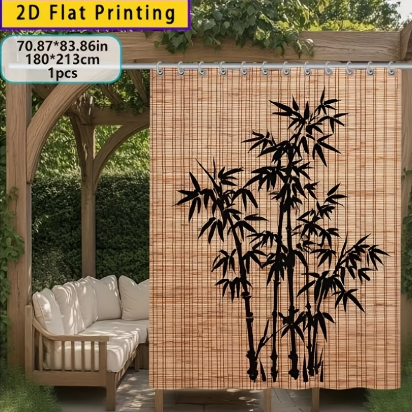 Blackout Curtains Chinese Bamboo Pattern Privacy Panels for Patio Balcony Garden Courtyard Tea Room Outdoor Indoor Minimalist Zen Decor