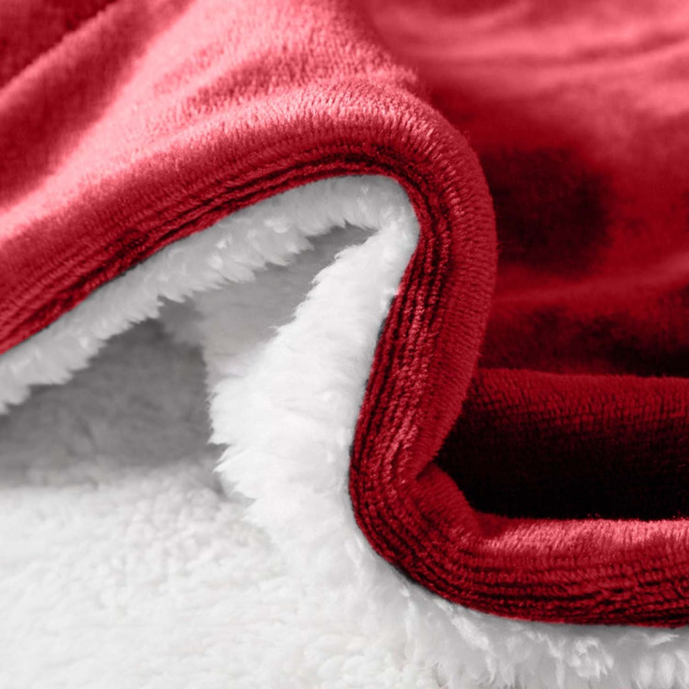 480GSM Sherpa Fleece Blanket, Double-Sided Heavy Throw for Couch, Bed & Travel, Reversible All Season