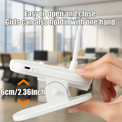 Clamp-On LED Desk Lamp with Flexible 40cm Gooseneck, 6cm Jaw, Three Color Modes and Stepless Dimming
