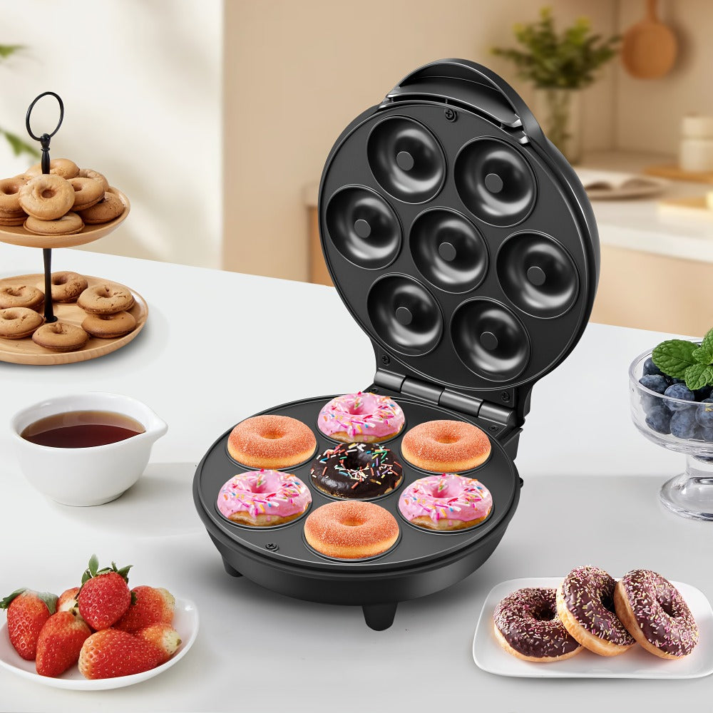 Mini Donut Maker Machine 7 Slots - Non-Stick Electric Donut Maker for Kids, Quick Breakfast Snack Dessert Baking