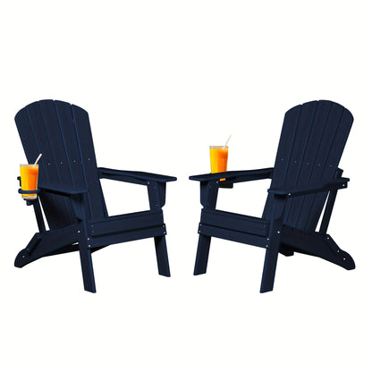 Folding Adirondack Chair with Cup Holder – HDPE All-Weather Outdoor Patio Chair
