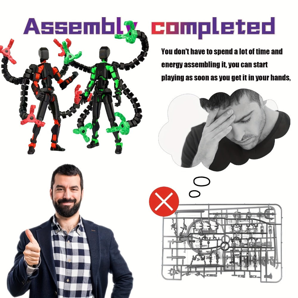 2pcs T13 Multi-Joint Action Figure Robot Set – 3D Printed Articulated Nova T-13 Mobile Robot Doll Desktop Decoration Game Enthusiast