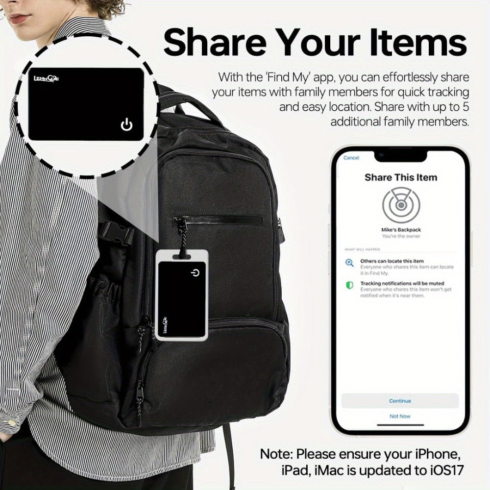 GPS Tracking Card No Subscription Real-Time Locator – Apple Find My Compatible (iOS) Global Coverage Hidden Tracker for Wallet Car Bag
